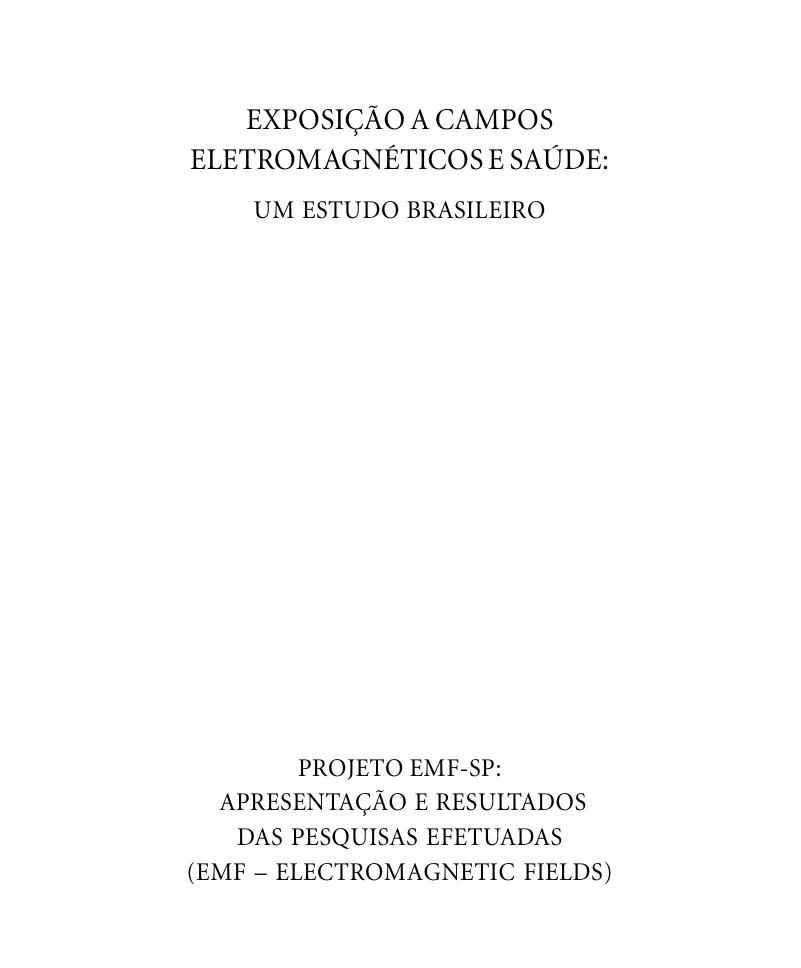 Capa do livro Exposição a campos eletromagnéticos e saúde: um estudo brasileiro, do Projeto EMF-SP